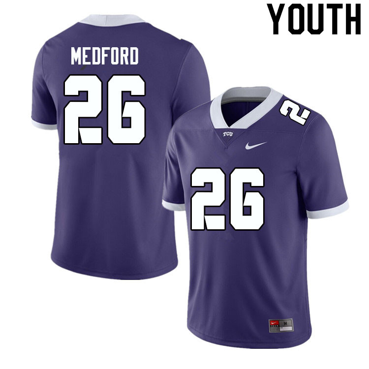 Youth #26 Caleb Medford TCU Horned Frogs College Football Jerseys Sale-Purple